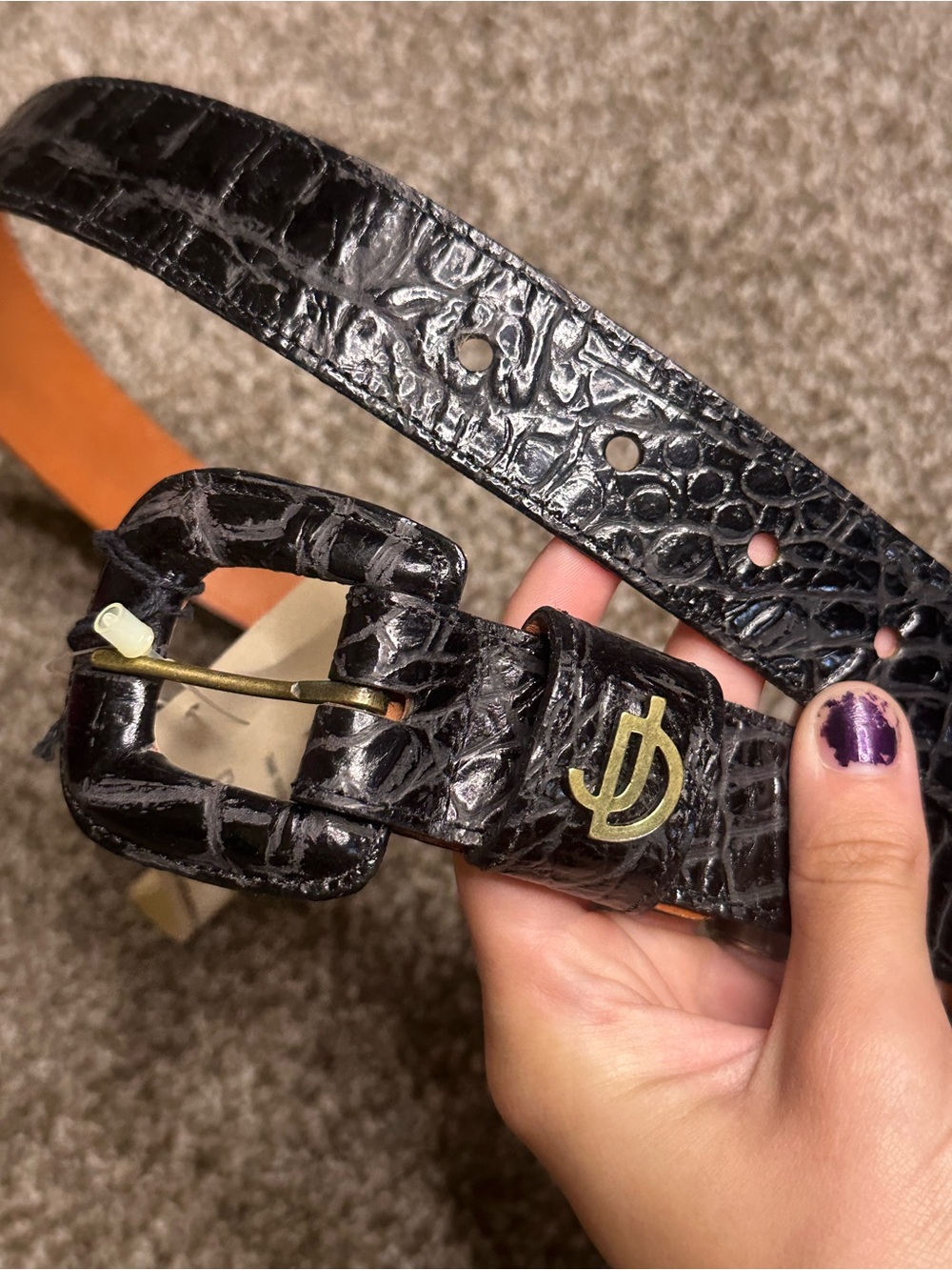 joan & david crocodile skin leather belt